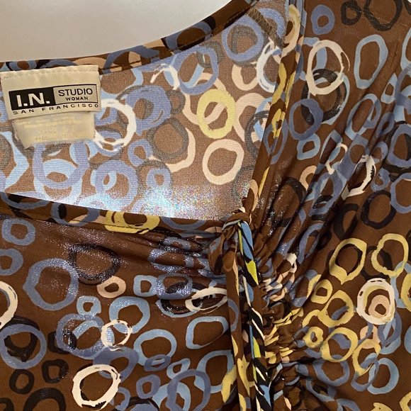 I.N. STUDIO Asymmetrical Rouched Neckline Top - Picture 7 of 9